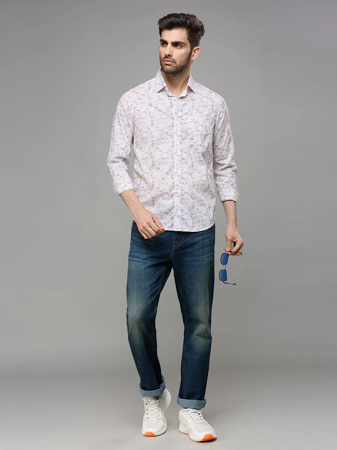 Men's Purple Printed Slim Fit Shirts - Image 3