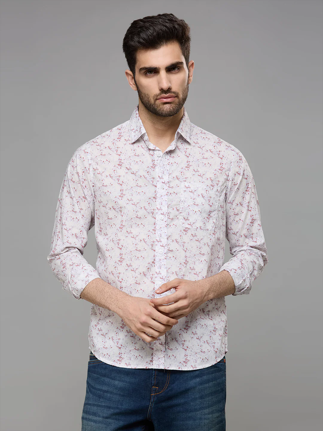 Men's Purple Printed Slim Fit Shirts - Image 4