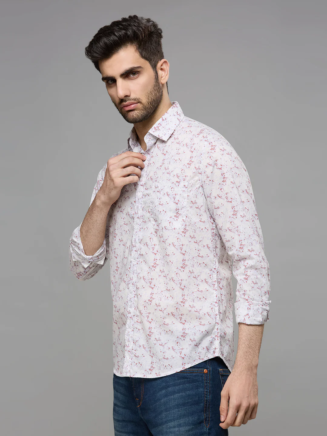 Men's Purple Printed Slim Fit Shirts - Image 5