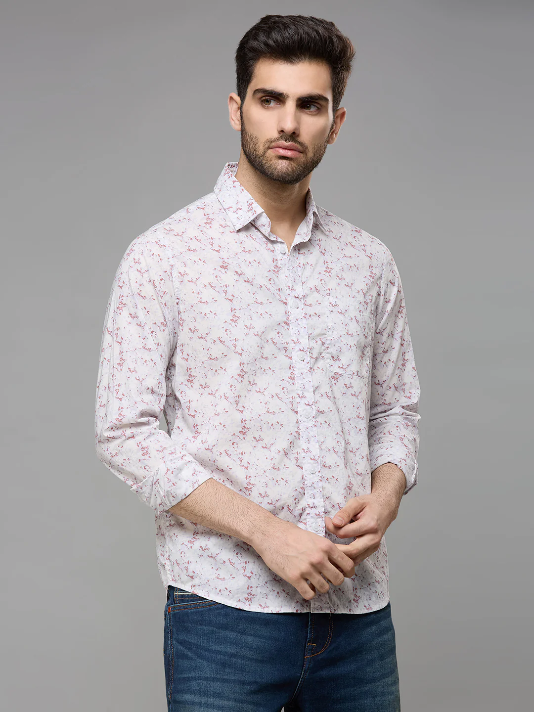 Men's Purple Printed Slim Fit Shirts - Image 6