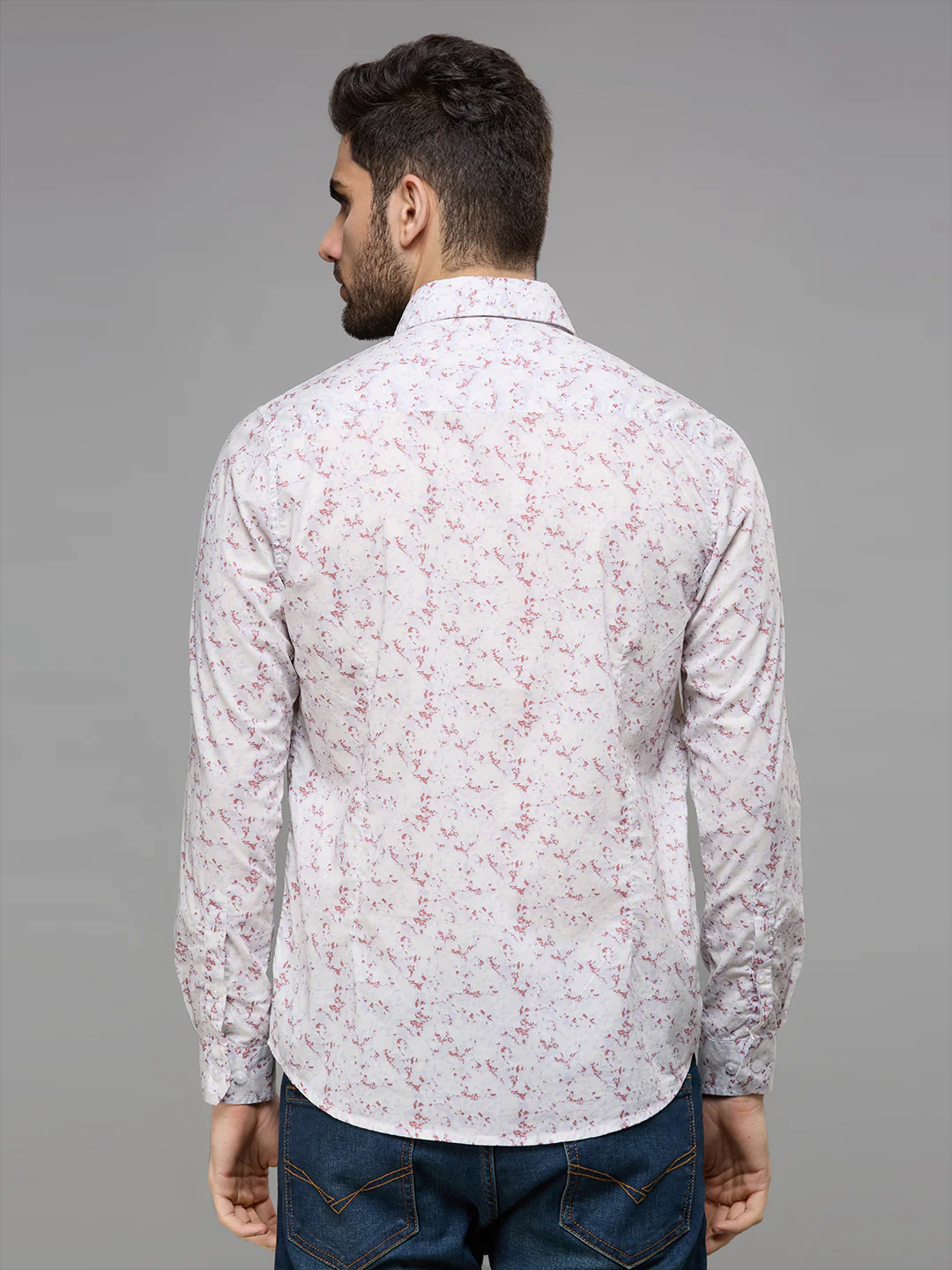 Men's Purple Printed Slim Fit Shirts - Image 7