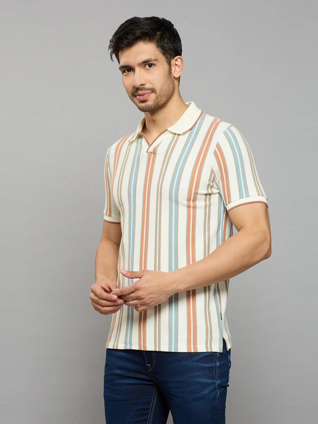 Men's Rust Printed Slim Fit T-Shirts - Image 2