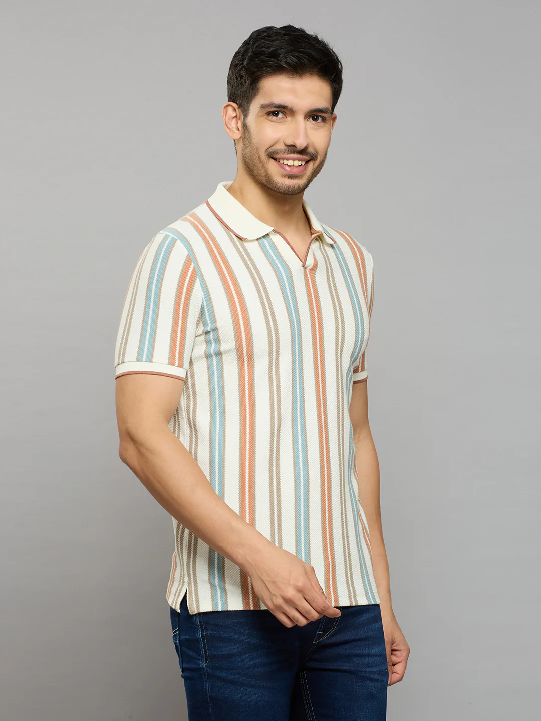 Men's Rust Printed Slim Fit T-Shirts - Image 3