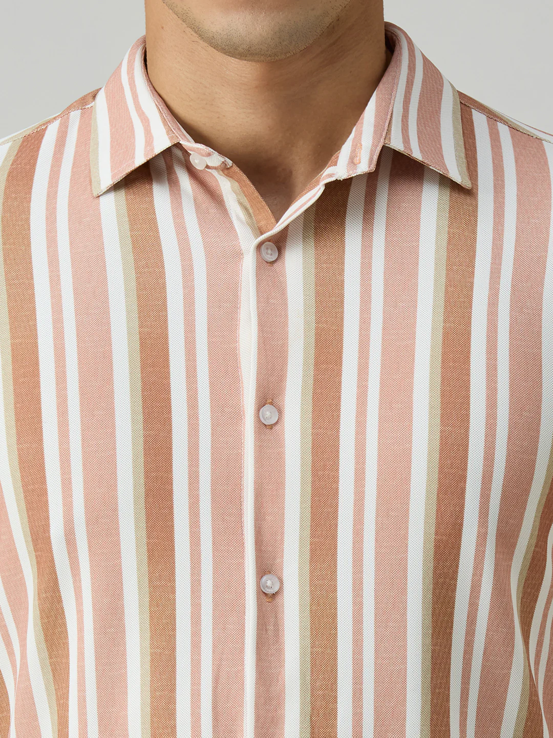 Men's Rust Striped Slim Fit Shirts - Image 7