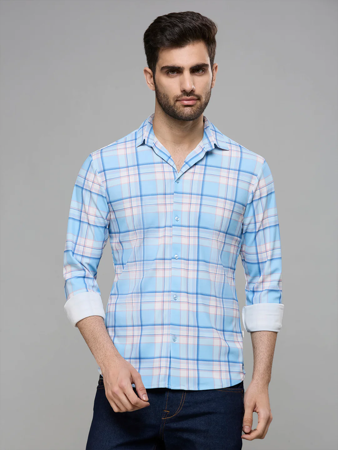 Men's Sky Checks Slim Fit Shirts - Image 3