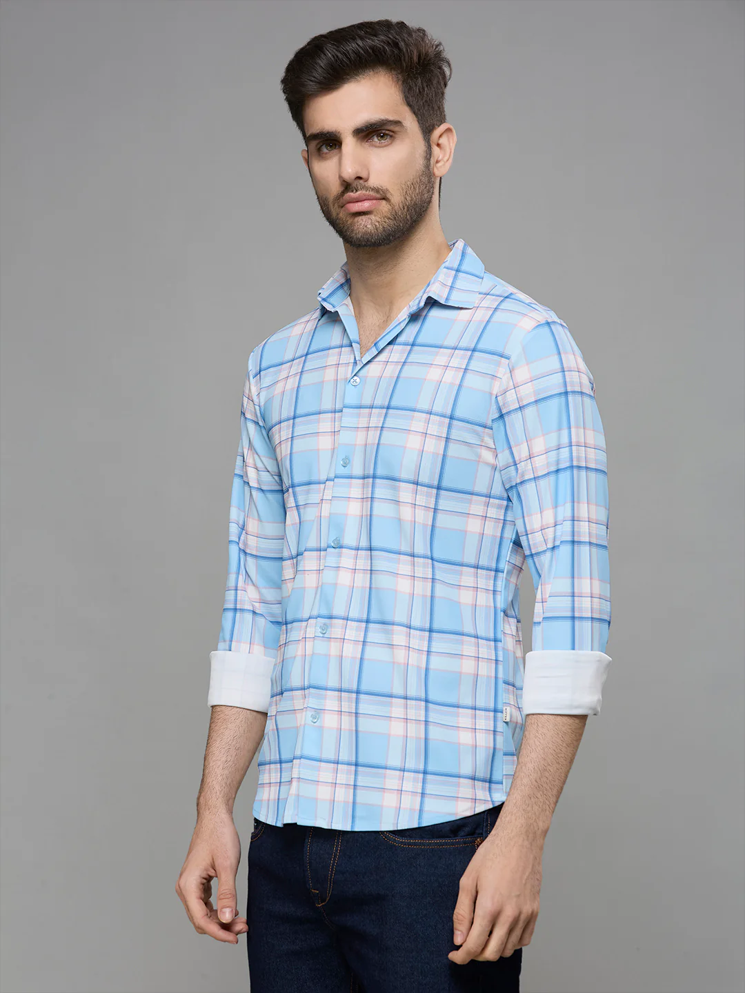 Men's Sky Checks Slim Fit Shirts - Image 4