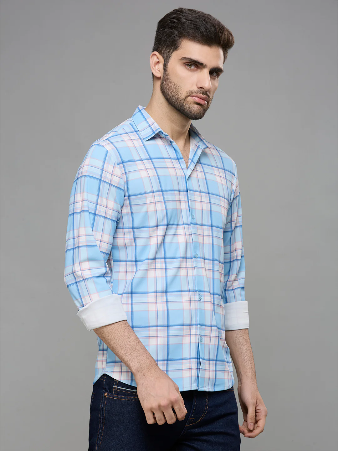 Men's Sky Checks Slim Fit Shirts - Image 5