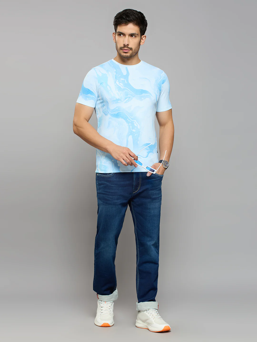 Men's Sky Printed Slim Fit T-Shirts - Image 6