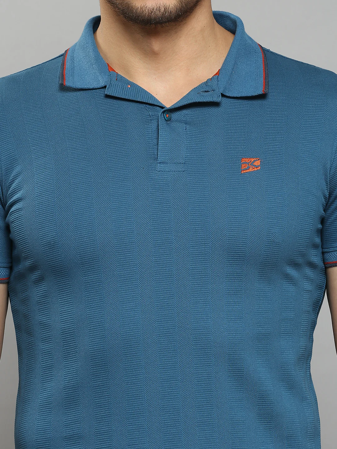 Men's Teal Blue Printed Slim Fit T-Shirts - Image 5
