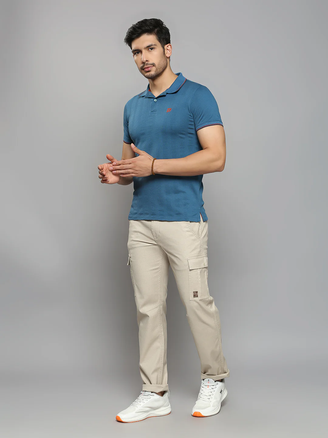 Men's Teal Blue Printed Slim Fit T-Shirts - Image 6