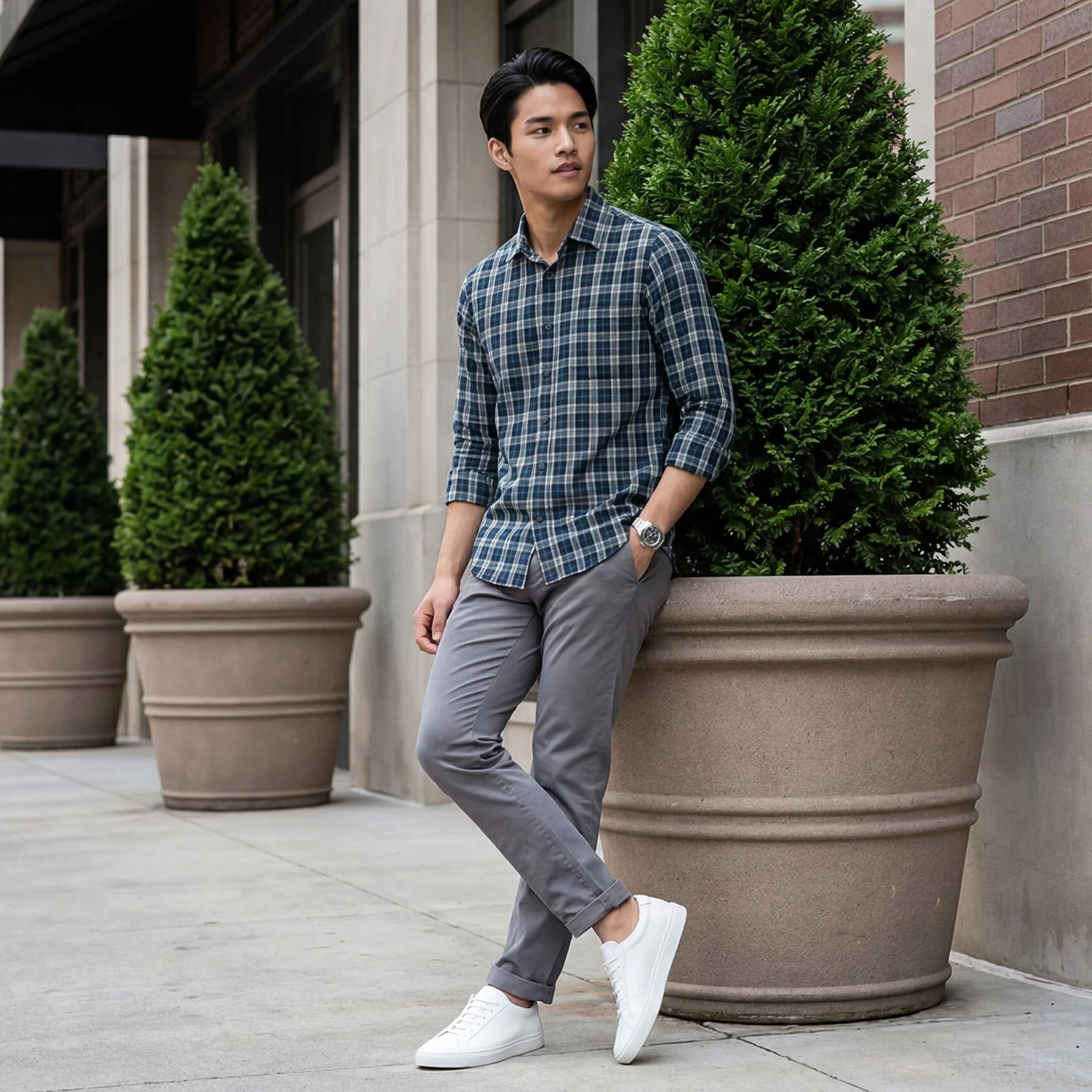 Men's Teal Checks Slim Fit Shirts