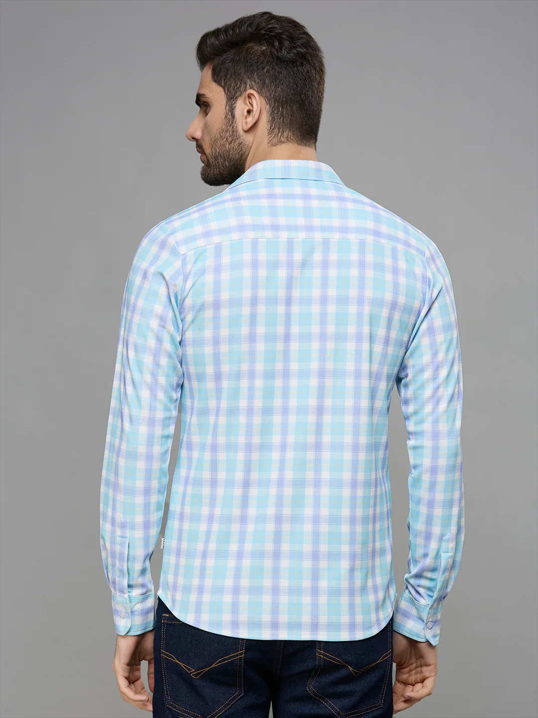 Men's Turq Checks Slim Fit Shirts - Image 6