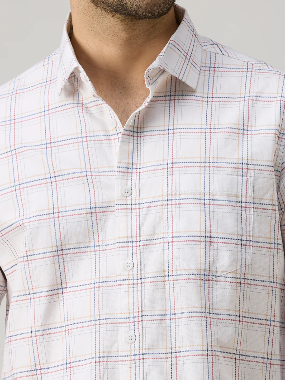 Men's White Checks Slim Fit Shirts - Image 7