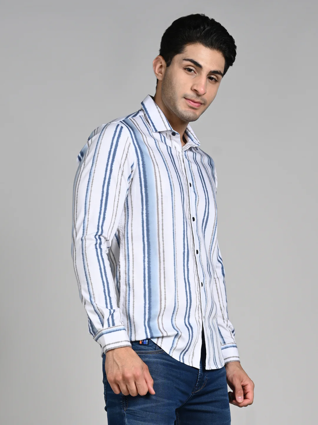 Men's White Printed Slim Fit Shirts - Image 5