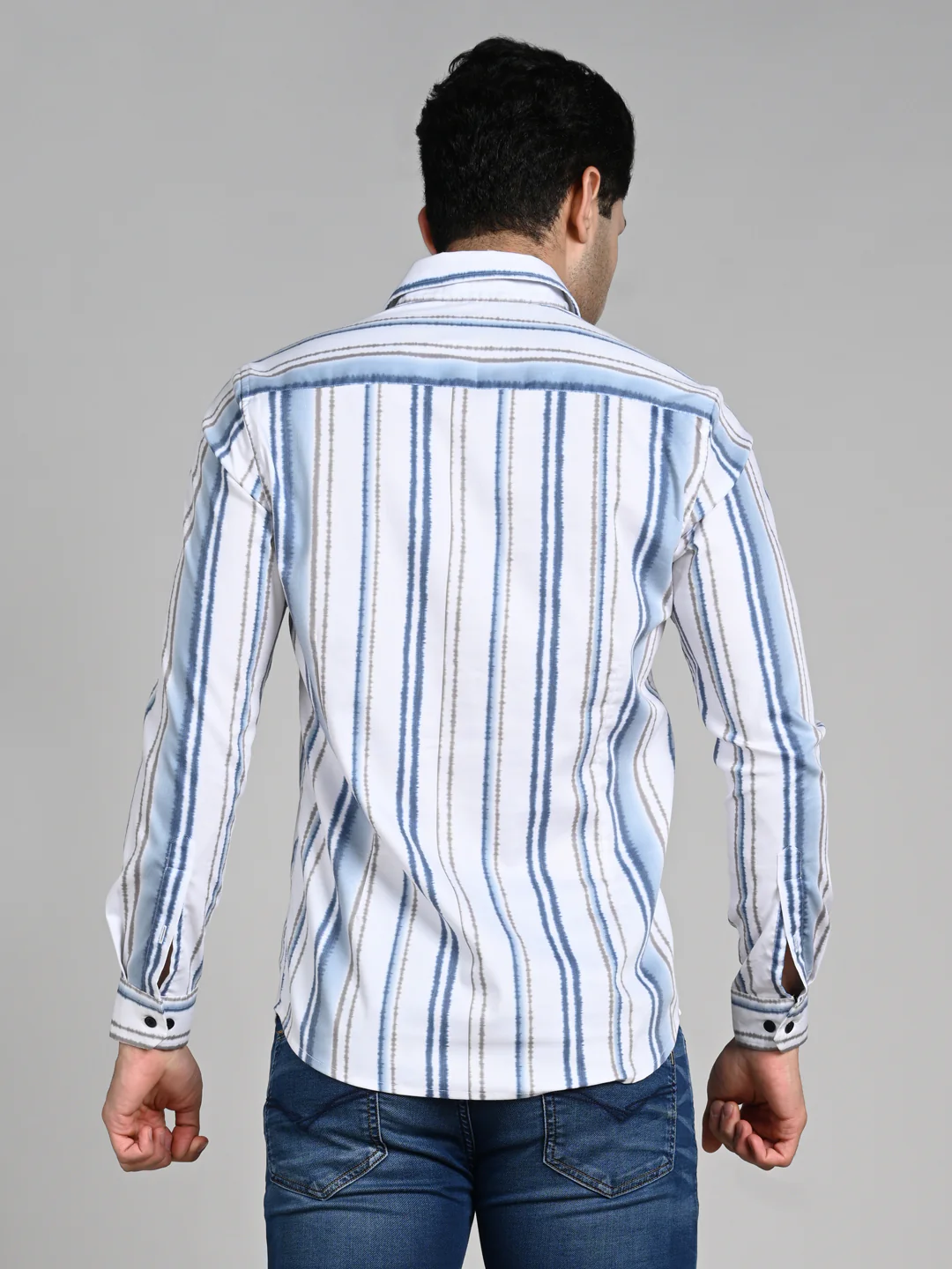 Men's White Printed Slim Fit Shirts - Image 7
