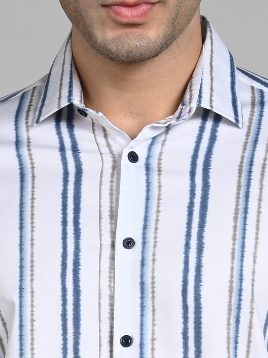 Men's White Printed Slim Fit Shirts - Image 8