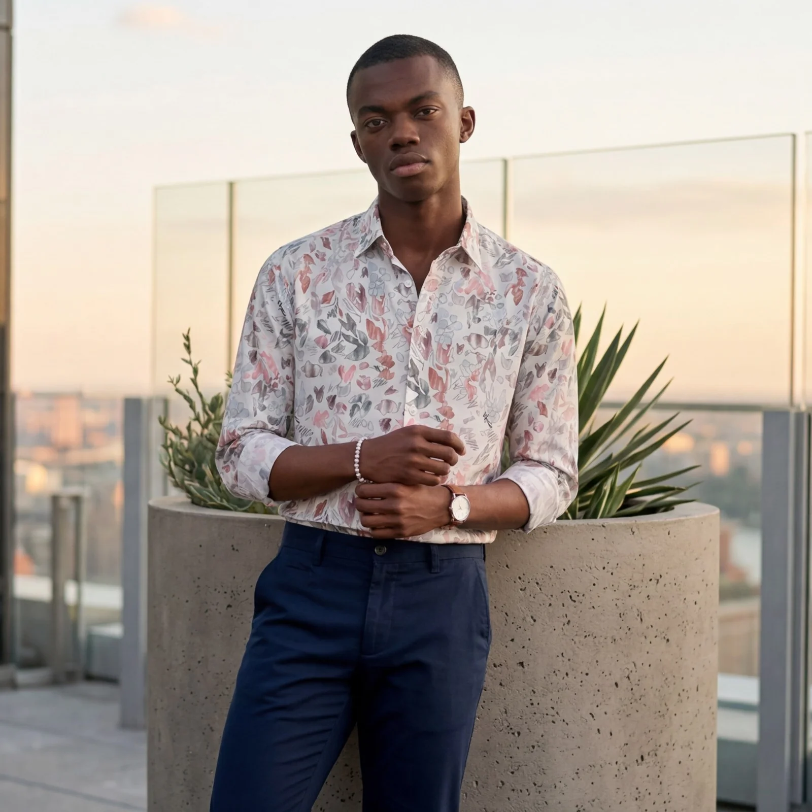 Men's White Printed Slim Fit Shirts - Image 2
