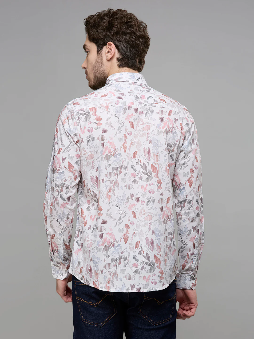 Men's White Printed Slim Fit Shirts - Image 6