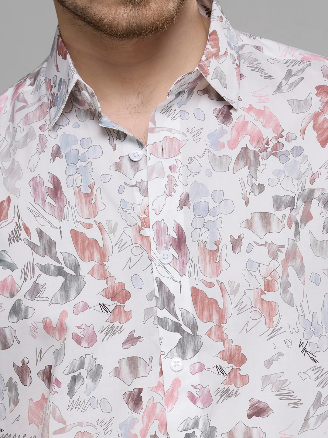 Men's White Printed Slim Fit Shirts - Image 7
