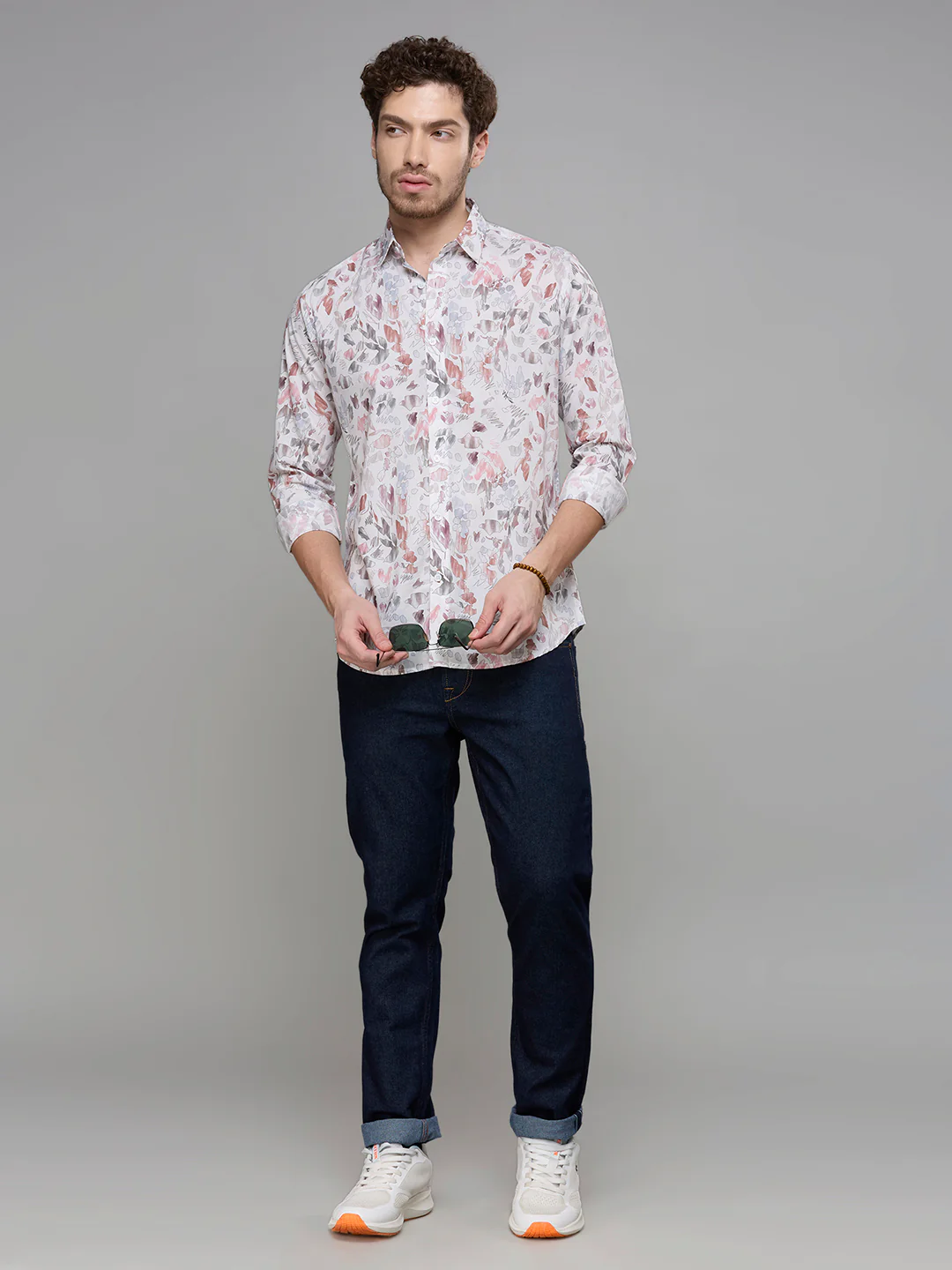 Men's White Printed Slim Fit Shirts - Image 8