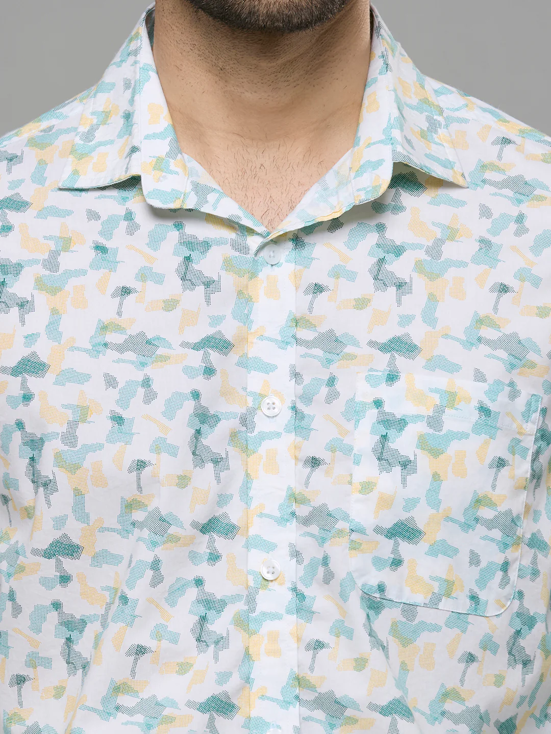 Men's White Printed Slim Fit Shirts - Image 8