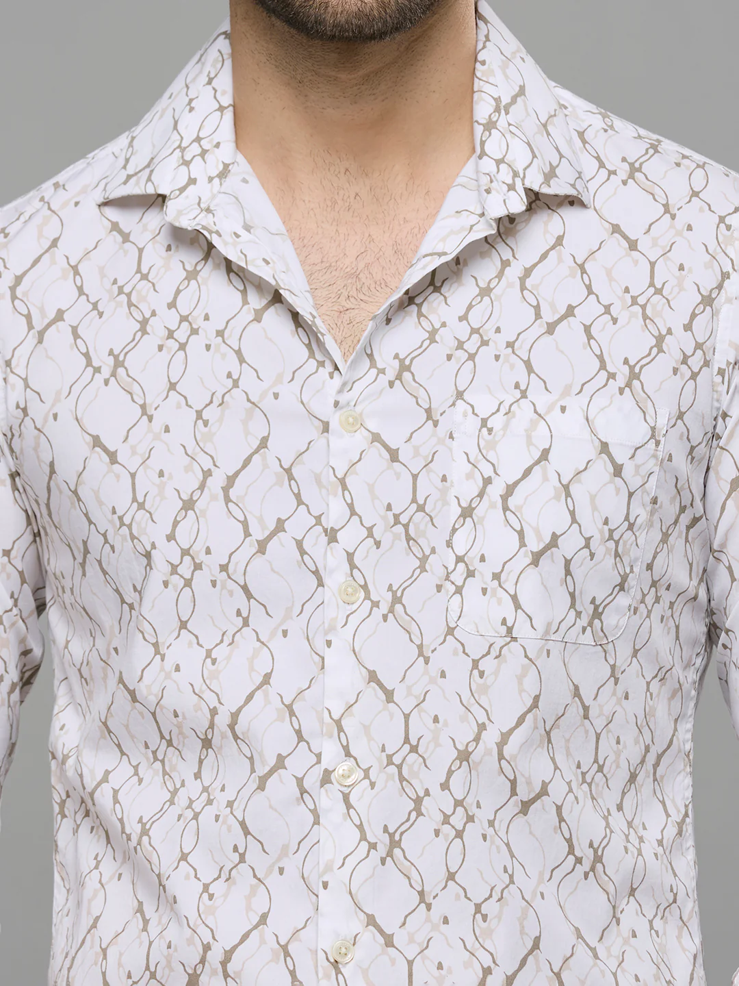 Men's White Printed Slim Fit Shirts - Image 8