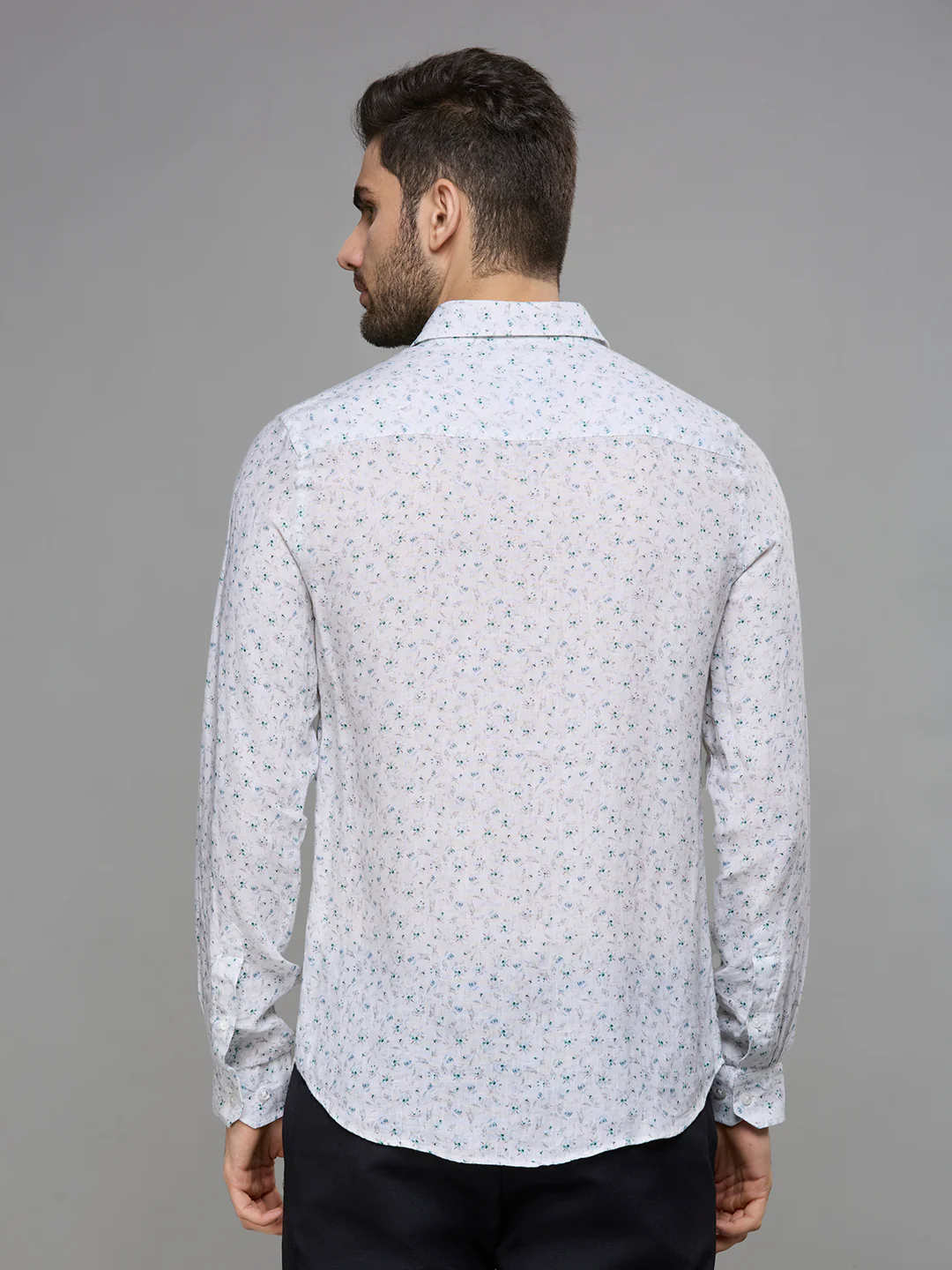 Men's White Printed Slim Fit Shirts - Image 6
