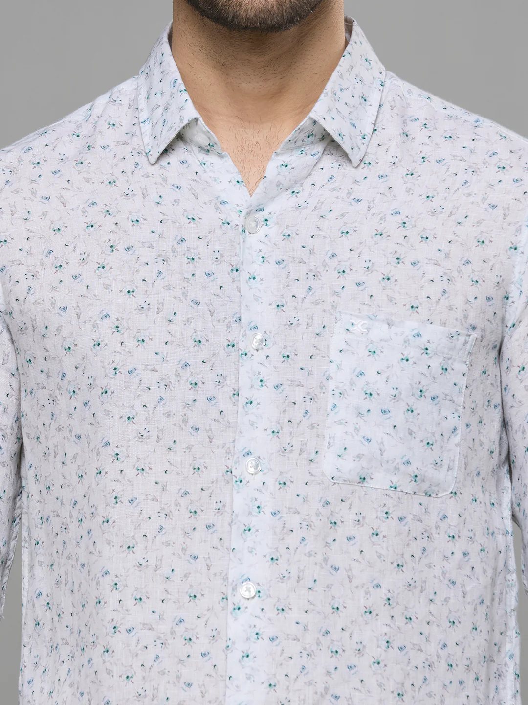 Men's White Printed Slim Fit Shirts - Image 7