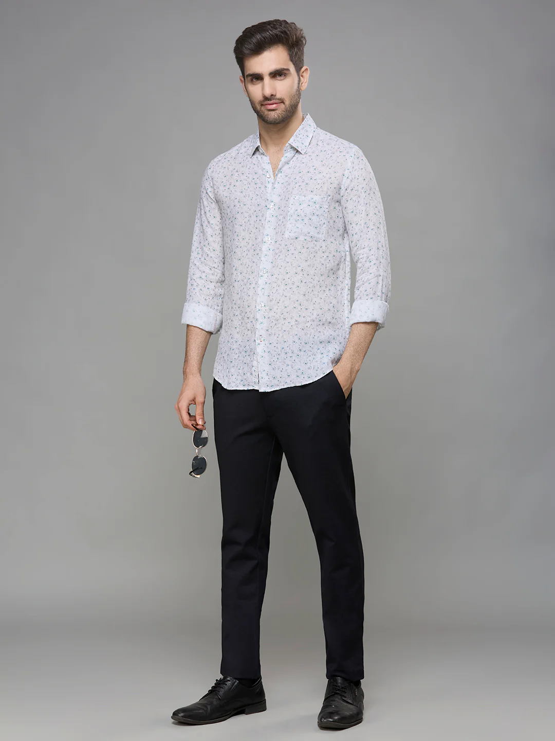 Men's White Printed Slim Fit Shirts - Image 8