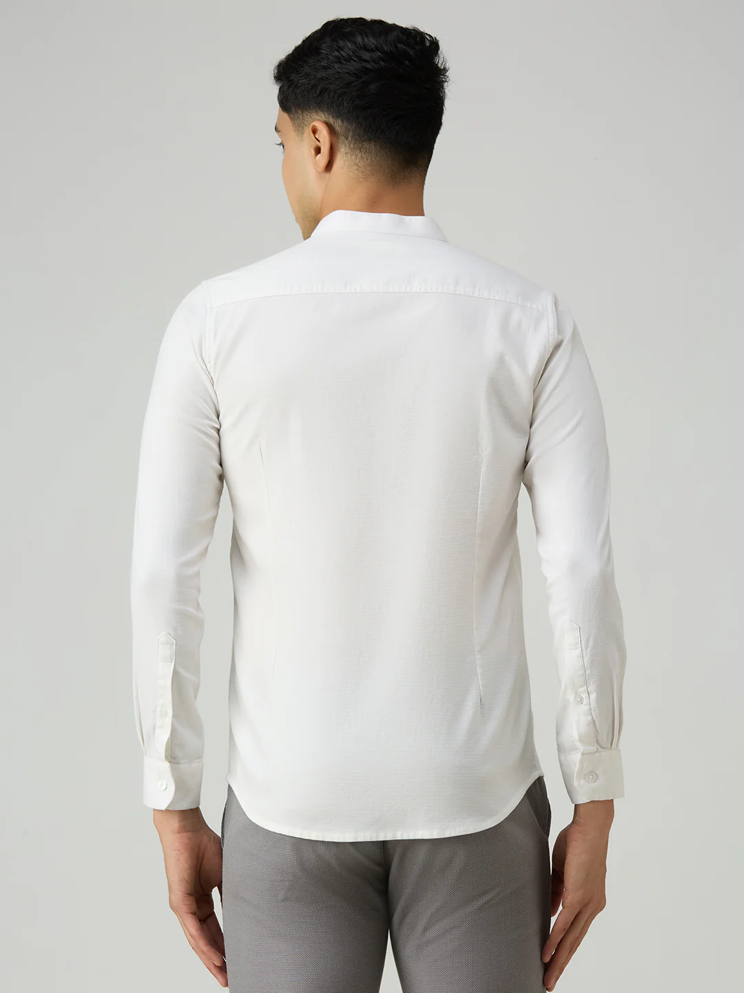 Men's White Printed Slim Fit Shirts - Image 6