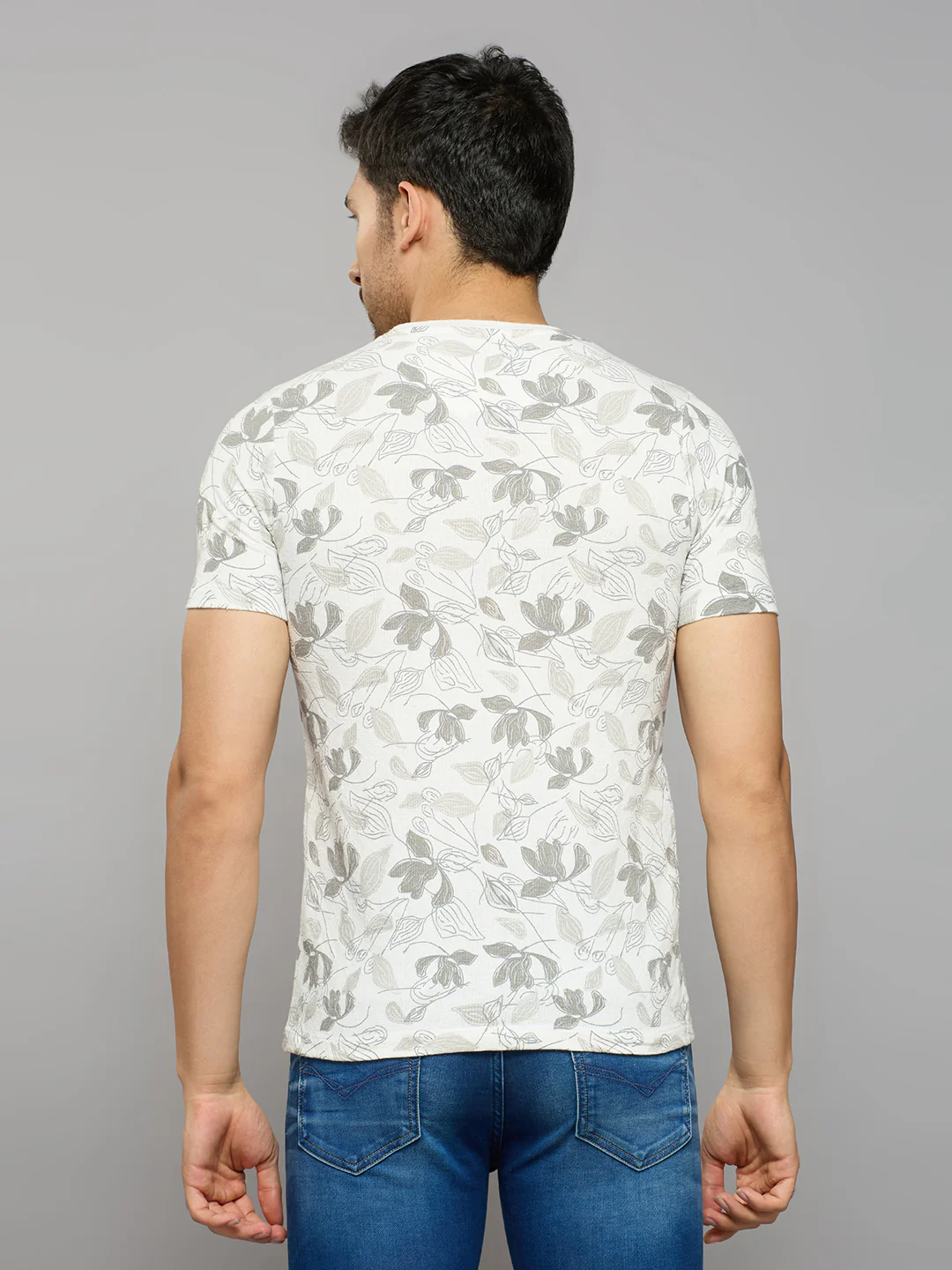 Men's White Printed Slim Fit T-Shirts - Image 4
