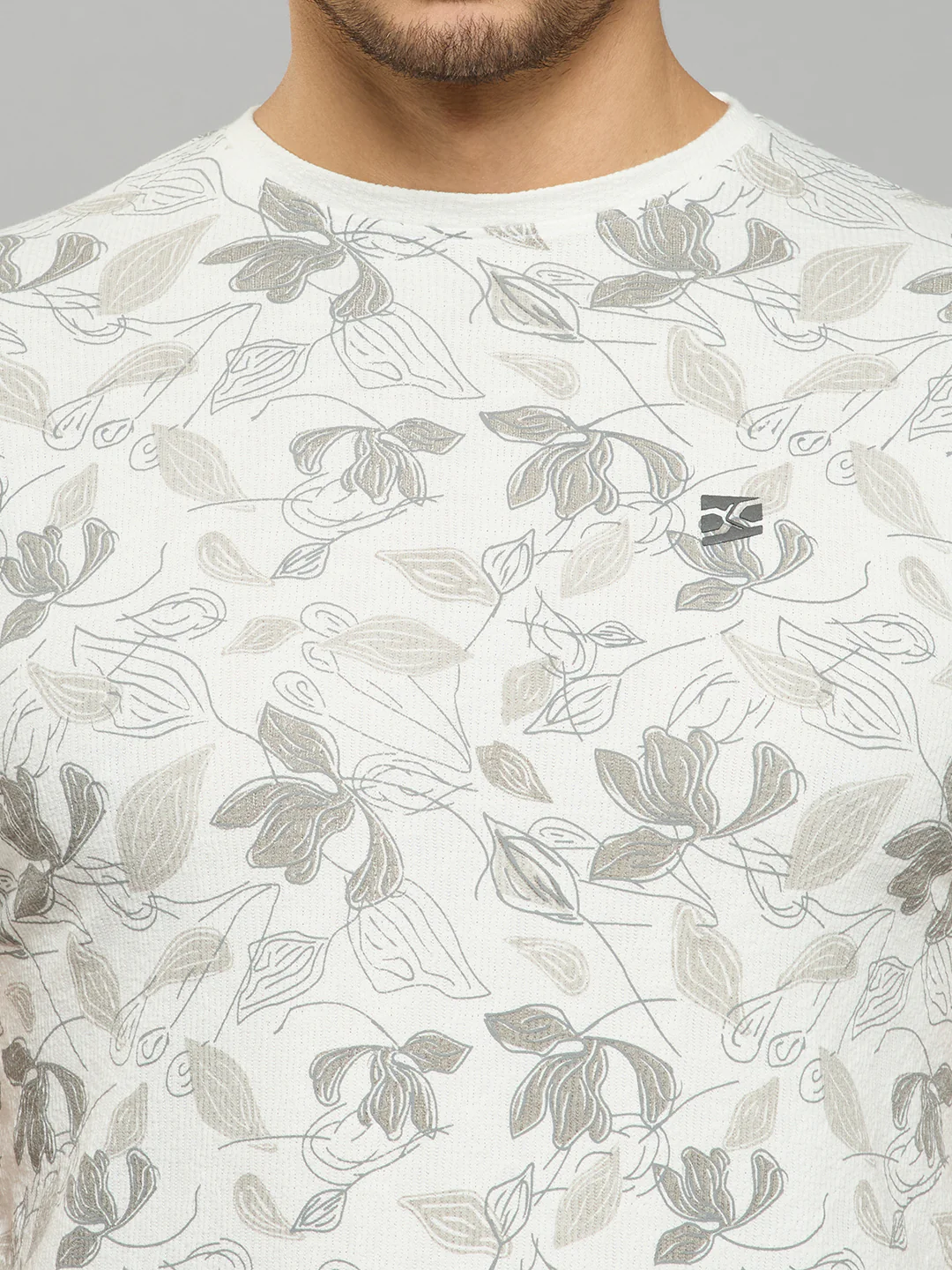 Men's White Printed Slim Fit T-Shirts - Image 5