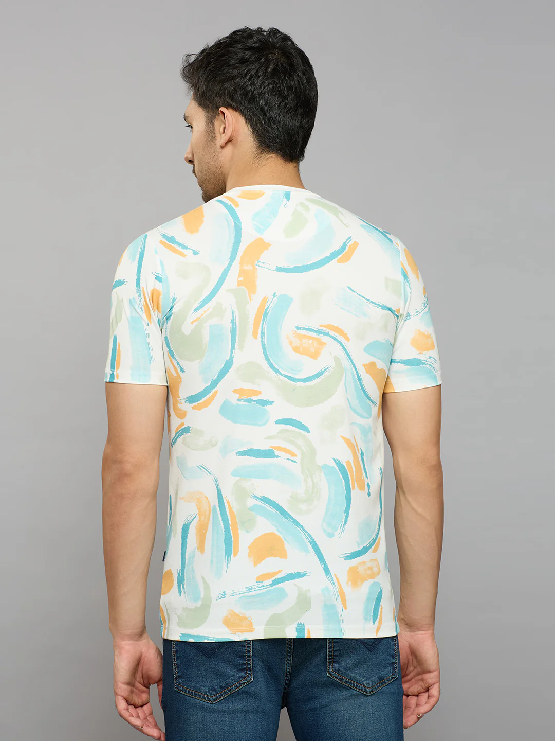 Men's White Printed Slim Fit T-Shirts - Image 4