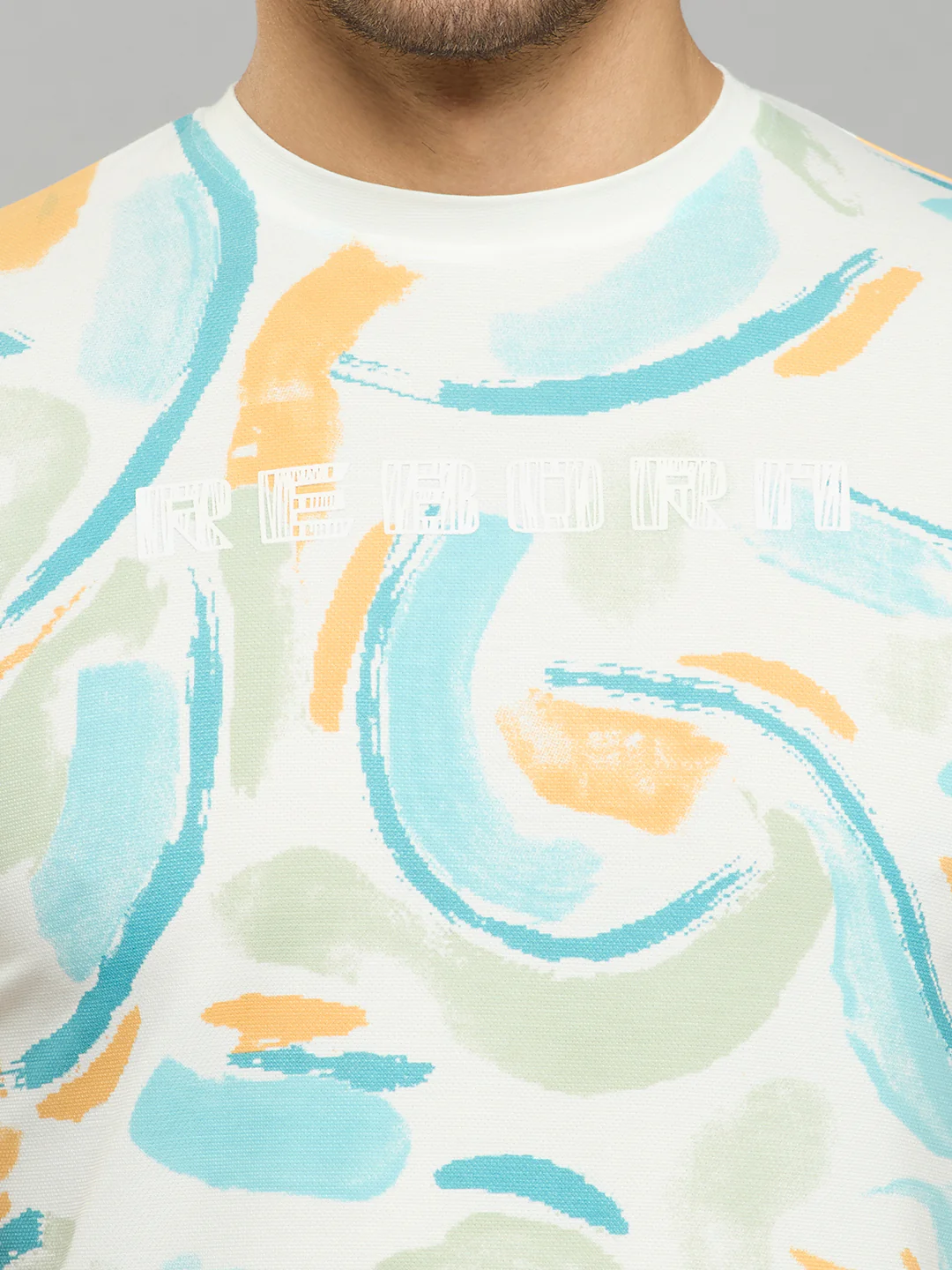 Men's White Printed Slim Fit T-Shirts - Image 5