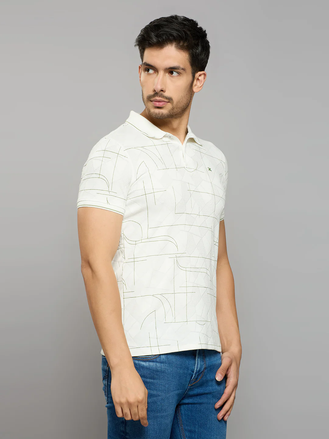 Men's White Printed Slim Fit T-Shirts - Image 3