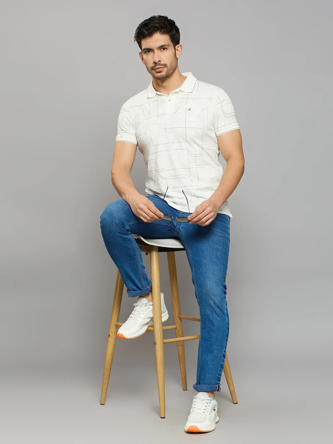 Men's White Printed Slim Fit T-Shirts - Image 6