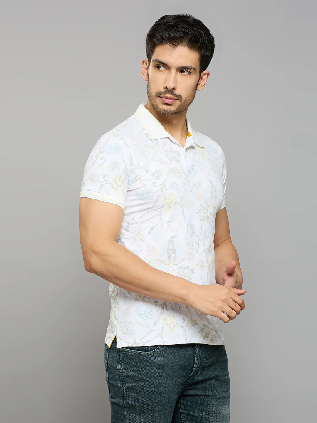 Men's White Printed Slim Fit T-Shirts - Image 3