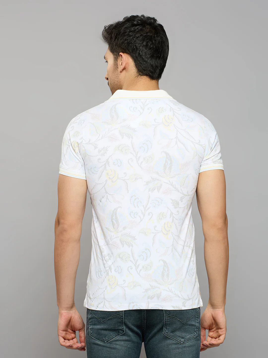Men's White Printed Slim Fit T-Shirts - Image 4
