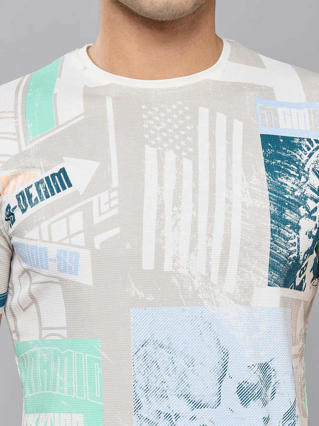 Men's White Printed Slim Fit T-Shirts - Image 5