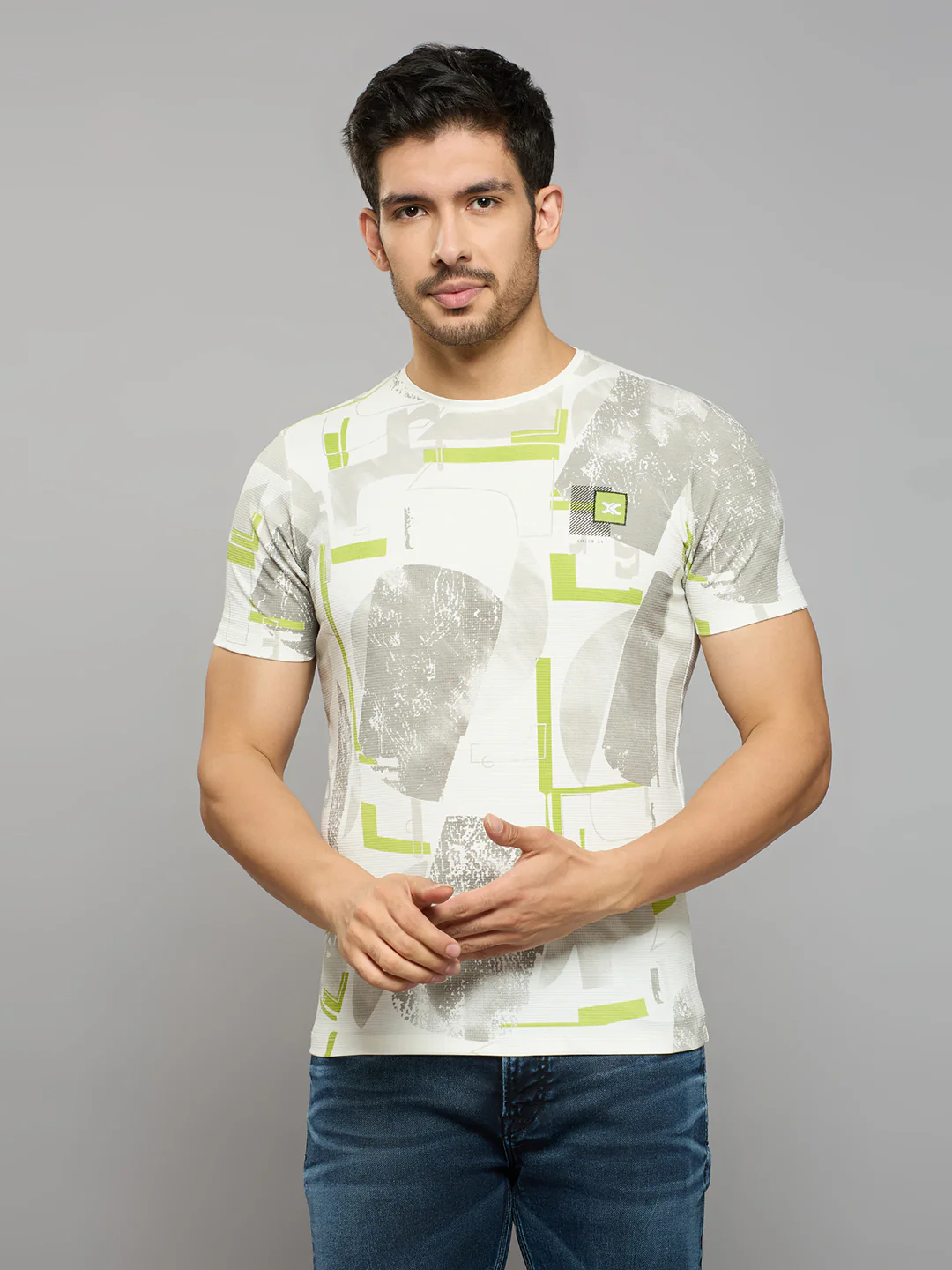 Men's White Printed Slim Fit T-Shirts