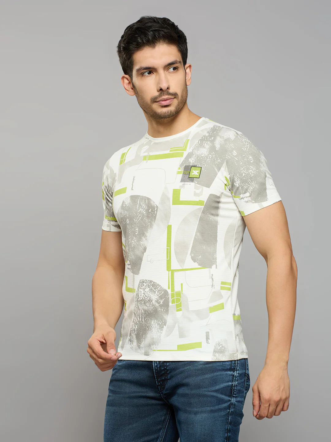 Men's White Printed Slim Fit T-Shirts - Image 2