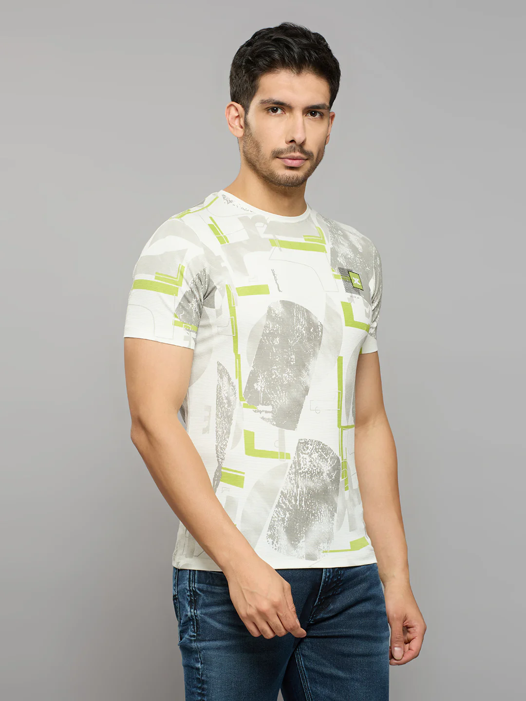 Men's White Printed Slim Fit T-Shirts - Image 3