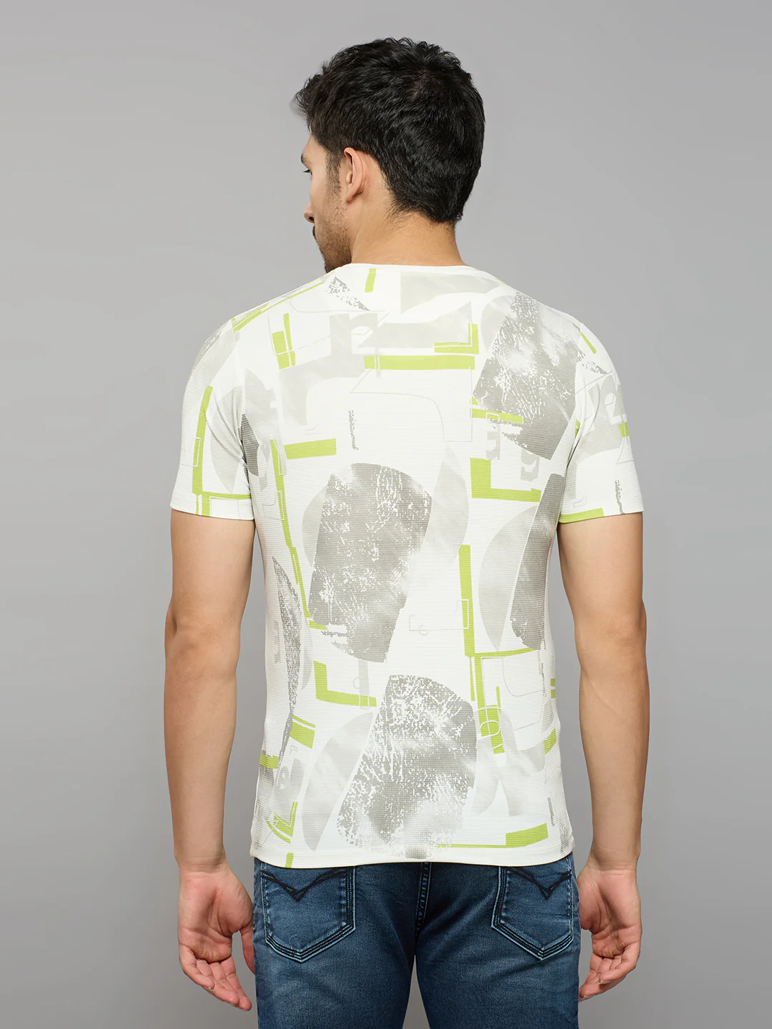 Men's White Printed Slim Fit T-Shirts - Image 4