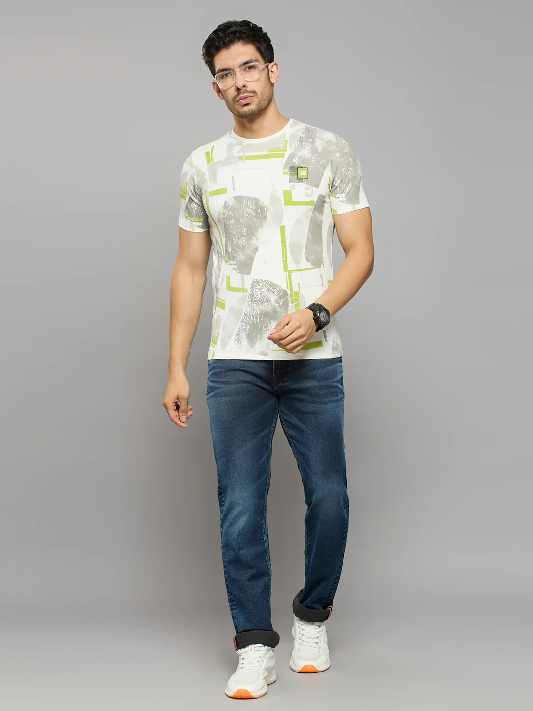 Men's White Printed Slim Fit T-Shirts - Image 6