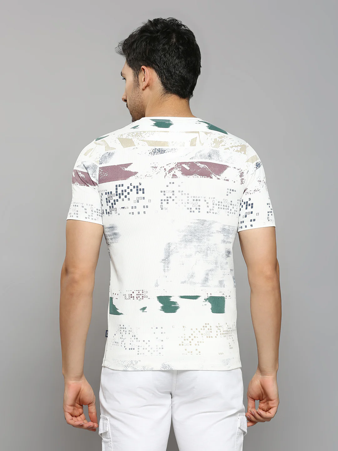 Men's White Printed Slim Fit T-Shirts - Image 4