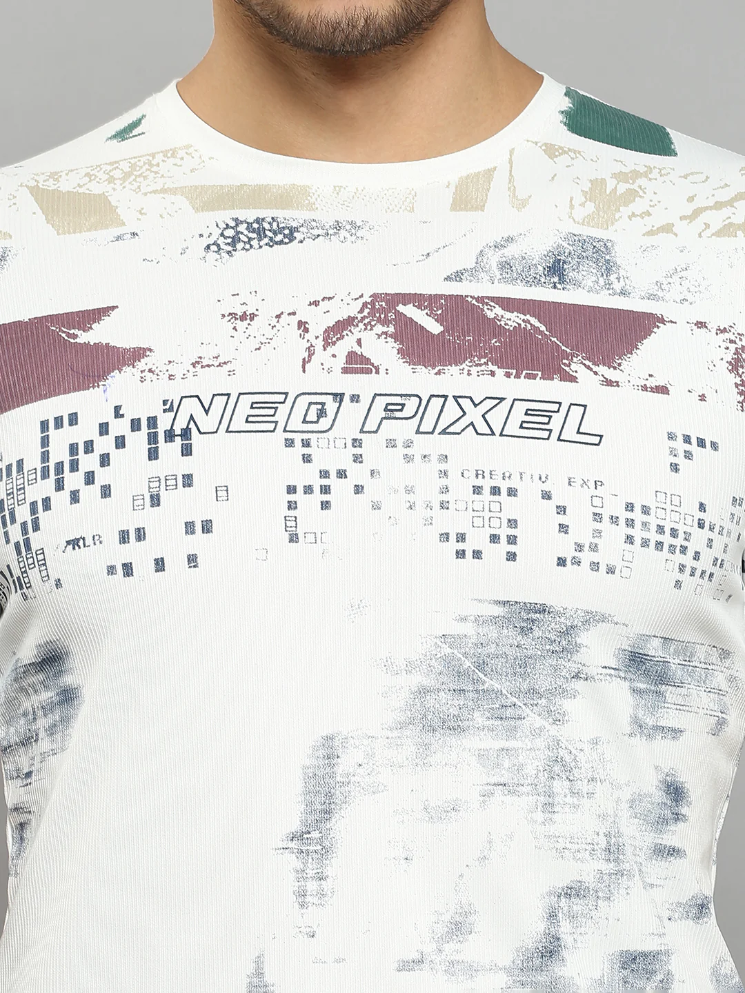 Men's White Printed Slim Fit T-Shirts - Image 5
