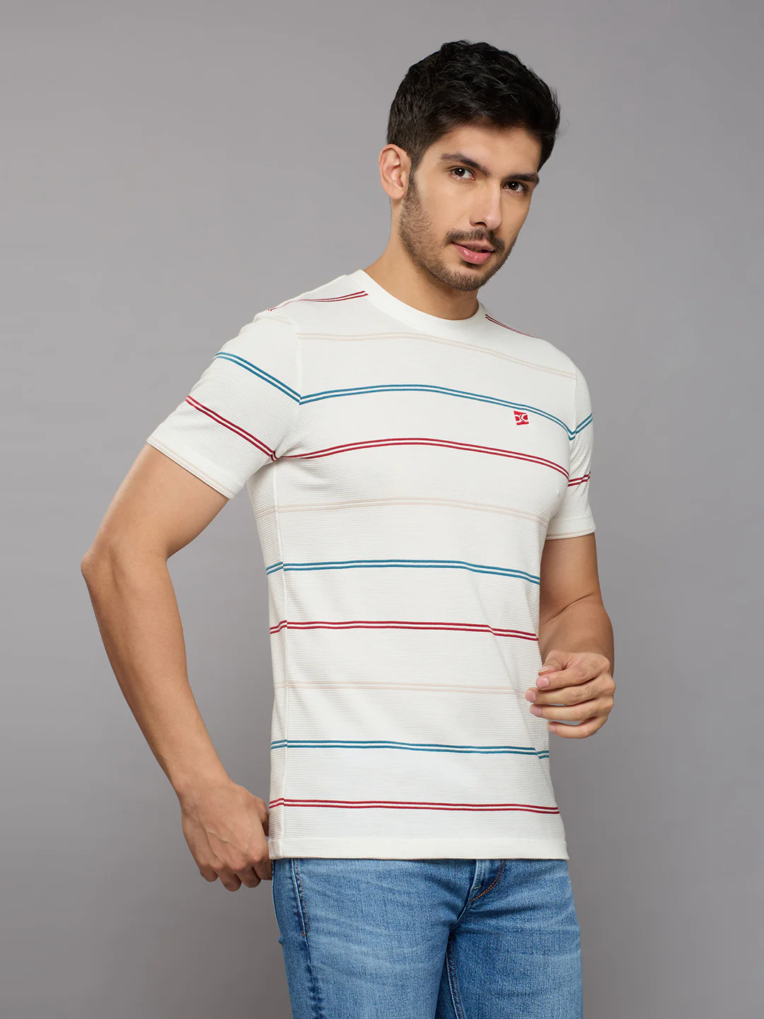 Men's White Printed Slim Fit T-Shirts - Image 3