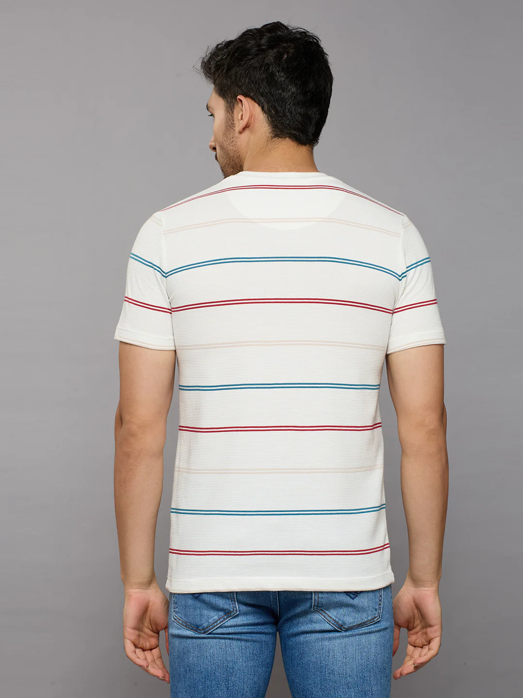 Men's White Printed Slim Fit T-Shirts - Image 4