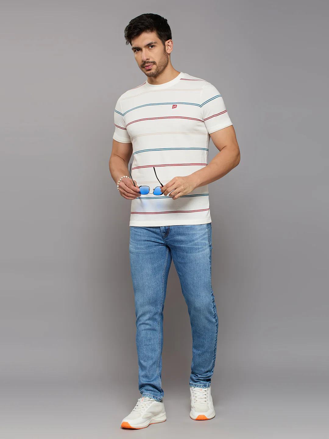 Men's White Printed Slim Fit T-Shirts - Image 6