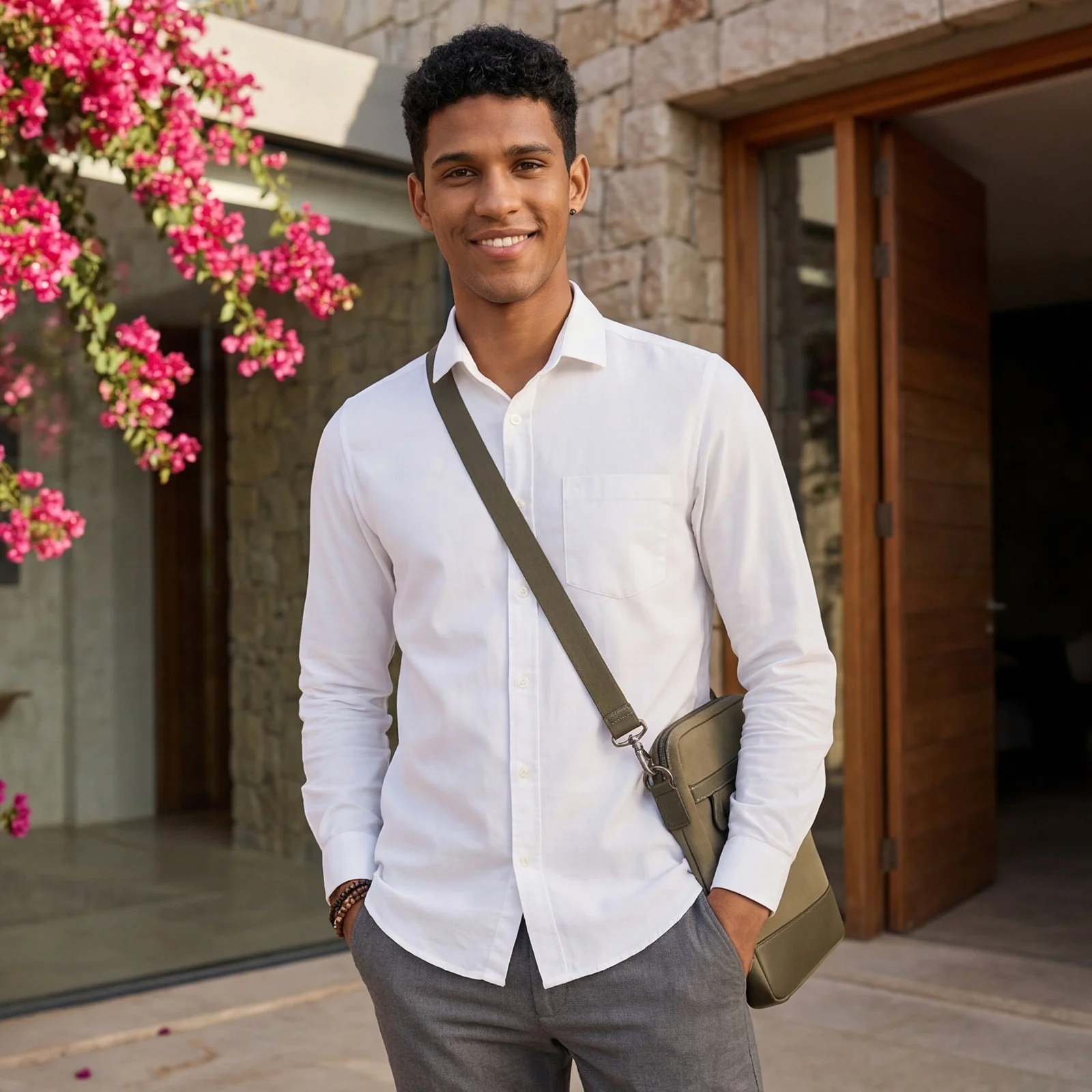 Men's White Solid Slim Fit Shirts - Image 2